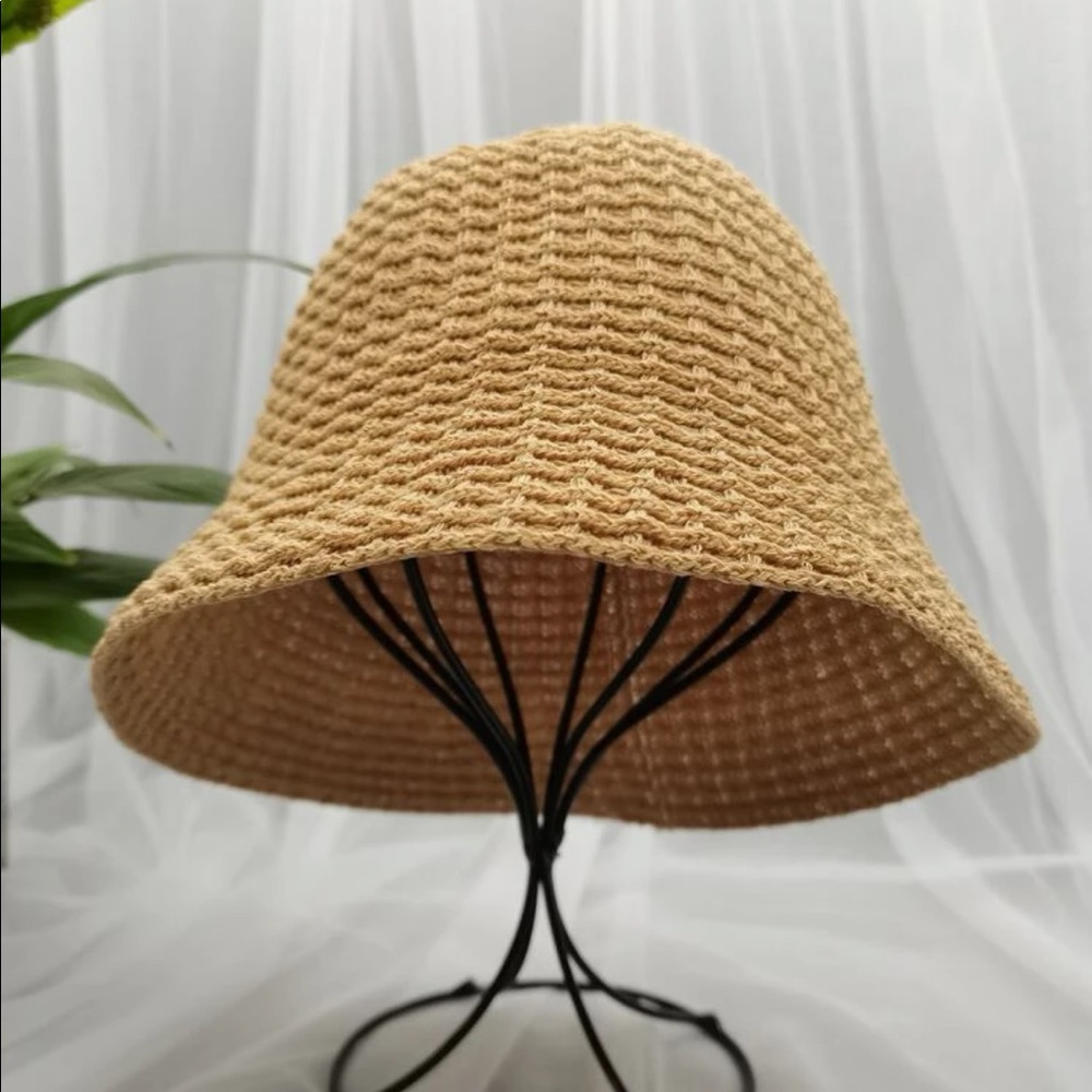 Khaki Straw Bucket Hat